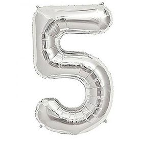 5 Rakam Gümüş 100 cm Folyo Balon