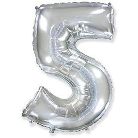 5 Rakam Gümüş 80 cm Folyo Balon