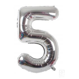 5 Rakam Gümüş 80 cm Folyo Balon