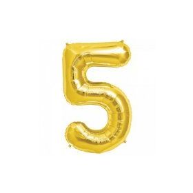 5 Rakamı Altın Folyo Balon