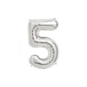 5 Rakamı Gümüş 40 cm Folyo Balon