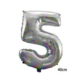 5 Rakamı Gümüş 40 cm Folyo Balon