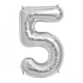 5 Rakamı Gümüş 40 cm Folyo Balon