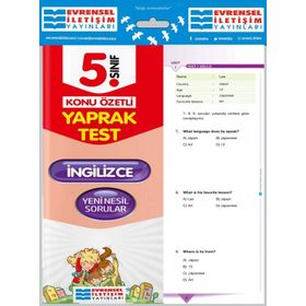 5. Sınıf İngilizce Konu Özetli Yaprak Test Evrensel İletişim Yayınları