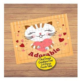 50 Kalp Taşıyan Kedi 24 Parça Çocuklara Özel Puzzle Yapboz Tablo
