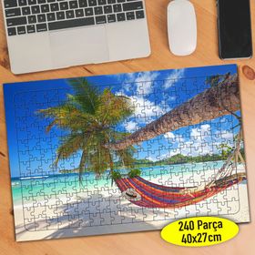 50 Palmiye Ağaçları Mavi Deniz Manzarası 240 Parça Puzzle Yapboz