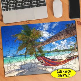 50 Palmiye Ağaçları Mavi Deniz Manzarası 240 Parça Puzzle Yapboz