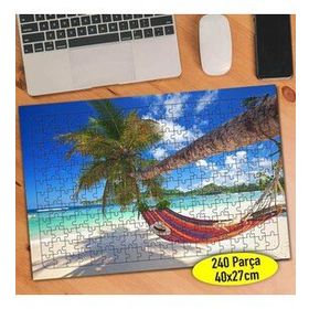 50 Palmiye Ağaçları Mavi Deniz Manzarası 240 Parça Puzzle Yapboz