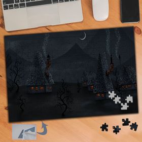 500 Anime Gece Çizimi Evler 240 Parça Puzzle Yapboz Tablo