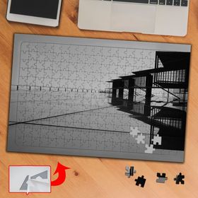 501BD Siyah Beyaz İskele Deniz 240 Parça Puzzle Yapboz Tablo