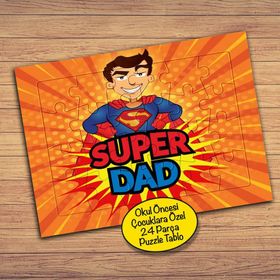 502143 Kahraman Süper Dad 24 Parça Çocuklara Özel Yapboz Tablo