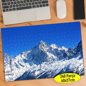 50758837 Mavi Gökyüzü Karlı Dağ Manzara 240 Parça Puzzle Yapboz