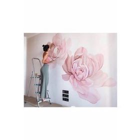 50x65 cm Cam Saksı ve Pempe Çiçekler Sayılarla Boyama Seti Rulo Duvar Sticker
