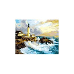 50x65 cm Deniz Feneri ve Dalgalar Sayılarla Boyama Seti Rulo Duvar Sticker
