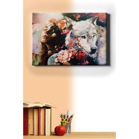 50x65 cm Kadın ve Kurt Sevgisi Sayılarla Boyama Seti Çerçevesiz Duvar Sticker