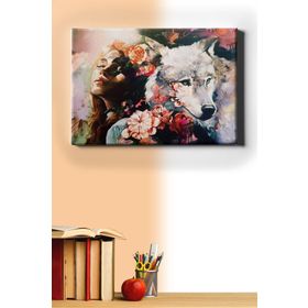 50x65 cm Kadın ve Kurt Sevgisi Sayılarla Boyama Seti Çerçevesiz Duvar Sticker