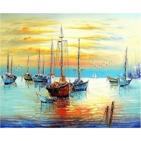 50x65 cm Myglobal Sahilde Gün Batımı Sayılarla Boyama Seti Rulo Duvar Sticker