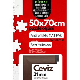 50x70 Ceviz Pvcli Postersiz Puzzle Çerçevesi