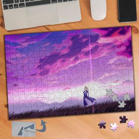 517 Anime Karakter Mor Gökyüzü 240 Parça Puzzle Yapboz Tablo