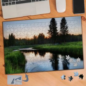 519 Çimenlerin Arasında Göl Ağaç 240 Parça Puzzle Yapboz Tablo