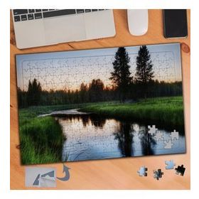 519 Çimenlerin Arasında Göl Ağaç 240 Parça Puzzle Yapboz Tablo