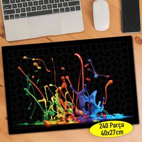 52 Siyah Zeminde Renkli Boya Sıçramaları 240 Parça Puzzle Yapboz