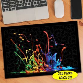 52 Siyah Zeminde Renkli Boya Sıçramaları 240 Parça Puzzle Yapboz