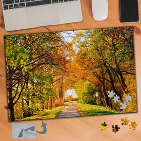 523 Yeşil Turuncu Yapraklı Ağaçlar 240 Parça Puzzle Yapboz Tablo