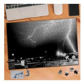 526 Siyah Beyaz Yıldırım Çarpması 240 Parça Puzzle Yapboz Tablo