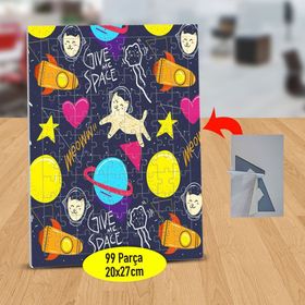 526835571 Uzaya Giden Sevimli Kedi 99 Parça Puzzle Yapboz Tablo