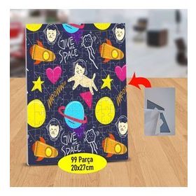 526835571 Uzaya Giden Sevimli Kedi 99 Parça Puzzle Yapboz Tablo
