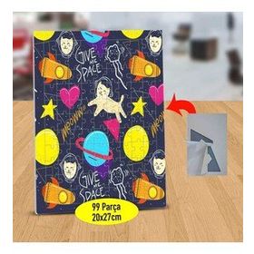 526835571 Uzaya Giden Sevimli Kedi 99 Parça Puzzle Yapboz Tablo