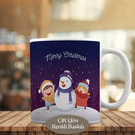 5268366 Merry Christmas Yazılı Kardan Adam Kupa Bardak