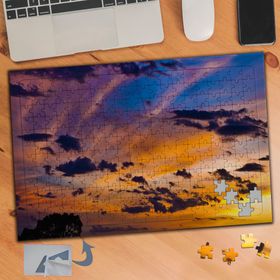 528 Bulutlu Turuncu Renkli Gökyüzü 240 Parça Puzzle Yapboz Tablo