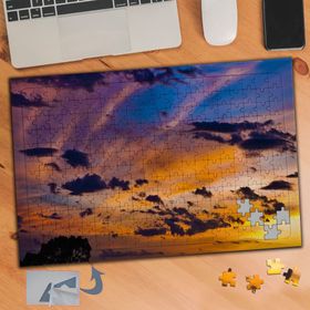 528 Bulutlu Turuncu Renkli Gökyüzü 240 Parça Puzzle Yapboz Tablo