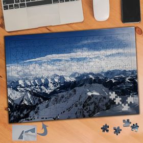 532 Karlı Dağlar Doğa Manzarası 240 Parça Puzzle Yapboz Tablo