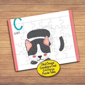 5325739 Uyuyan Sevimli Kedi 24 Parça Çocuklara Özel Yapboz Tablo