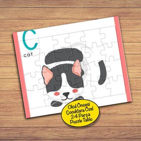 5325739 Uyuyan Sevimli Kedi 24 Parça Çocuklara Özel Yapboz Tablo