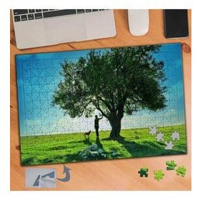 533 Köpek Ve Ağaç Altında Adam 240 Parça Puzzle Yapboz Tablo