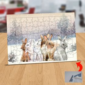 5356330 Kar Altında Tatlı Tavşanlar 99 Parça Puzzle Yapboz Tablo