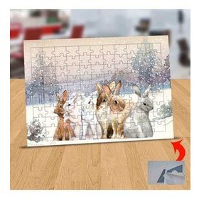 5356330 Kar Altında Tatlı Tavşanlar 99 Parça Puzzle Yapboz Tablo
