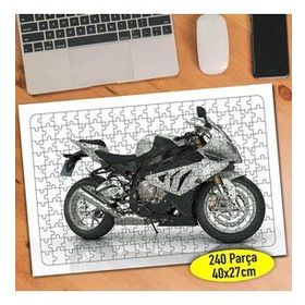 53658811 Beyaz Zeminde Siyah Motorsiklet 240 Parça Puzzle Yapboz
