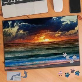 537 Dalgalı Denize Ve Gün Batımı 240 Parça Puzzle Yapboz Tablo