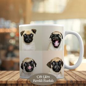 53876-64792 Pug Sevimli Köpek İllüstrasyon Kupa Bardak