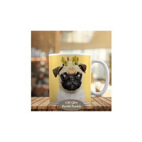 53876-89060 Taçlı Pug Köpek Kupa Bardak