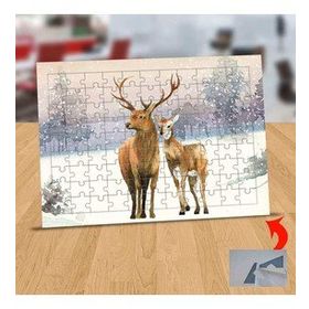 5387656327 Kar Altında Geyikler 99 Parça Puzzle Yapboz Tablo