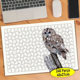 53981 Kış Mevsiminde Sevimli Baykuş 240 Parça Puzzle Yapboz