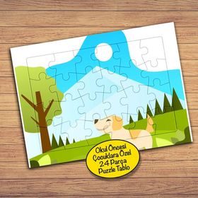 53PZ Ormanda Mutlu Köpek Çocuklara Özel Puzzle Yapboz Tablo