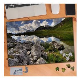543 Yeşil Ova Kayalıklar ve Göl 240 Parça Puzzle Yapboz Tablo