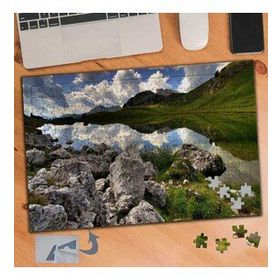 543 Yeşil Ova Kayalıklar ve Göl 240 Parça Puzzle Yapboz Tablo